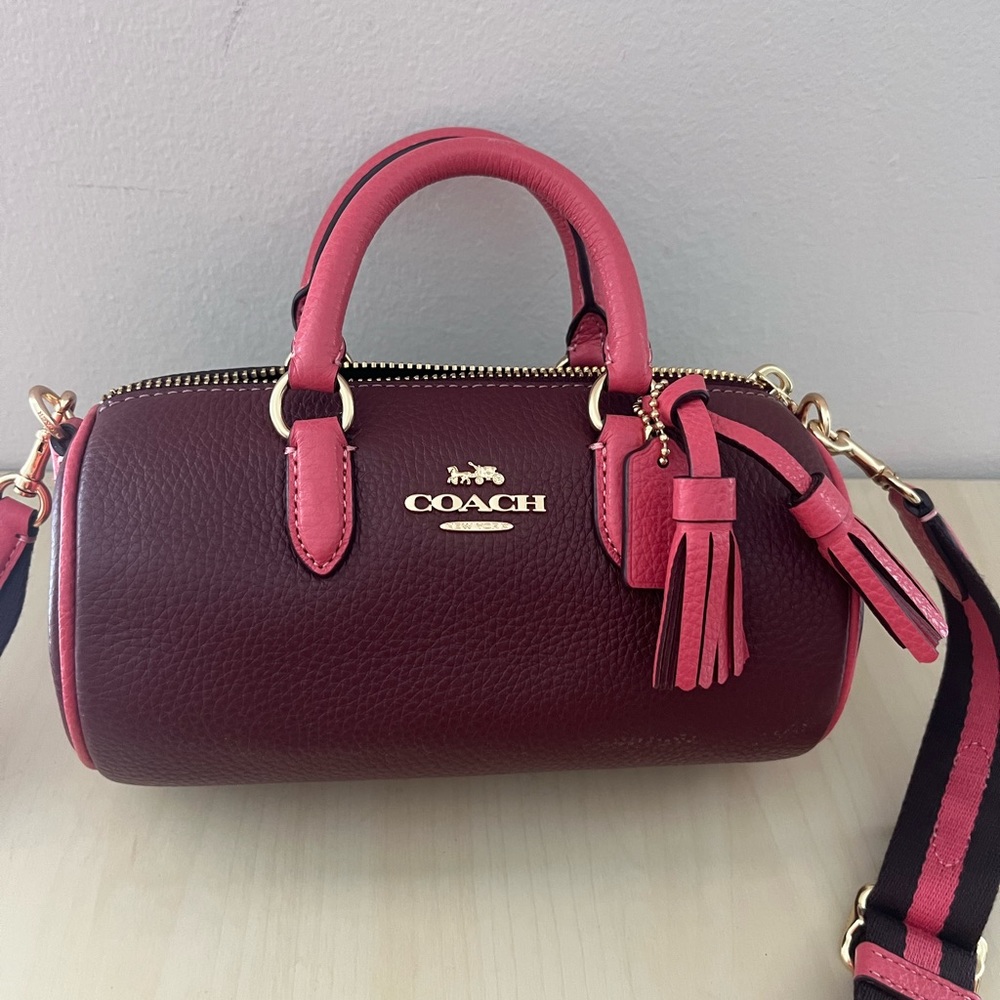 NWT COACH CB876 LACEY CROSSBODY LEATHER SHOULDER BAG GOLD/WINE MULTI - Picture 4 of 10